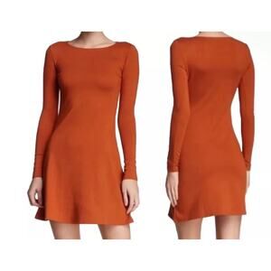 American Apparel Ponte Orange Umber Long Sleeve Mini Dress XSmall Formal Fall